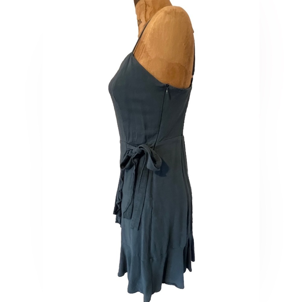 Altar'd State Linen Blend Blue Asymmetrical Ruffled Mini Dress S EUC - Picture 4 of 10
